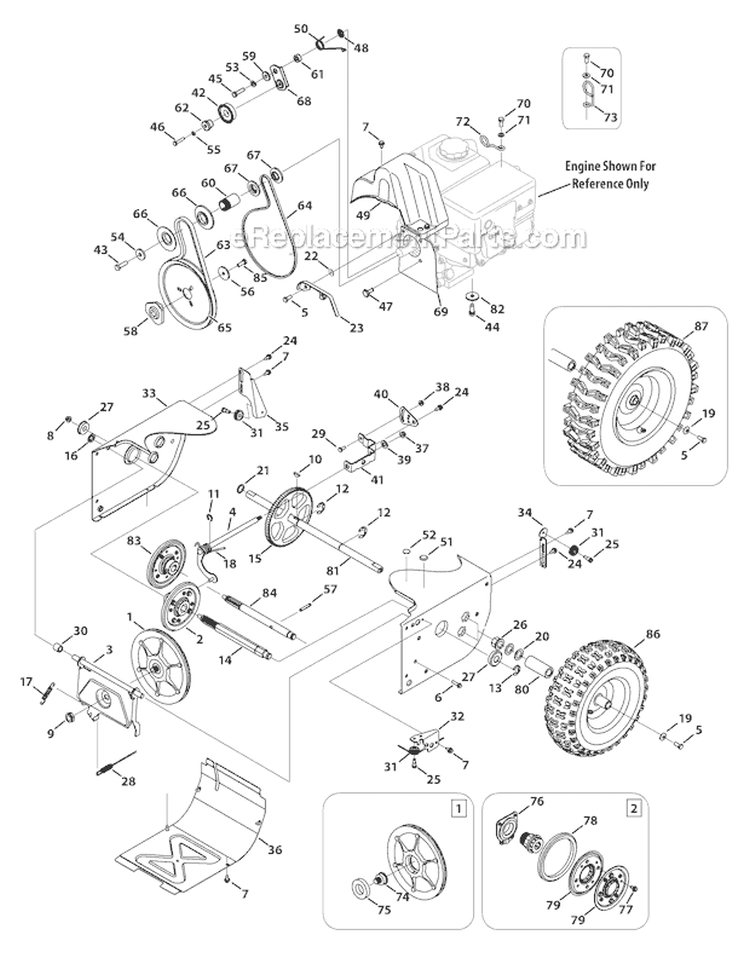 Drive System Diagram and Parts List for 2012 Yard Machines Snow Blower